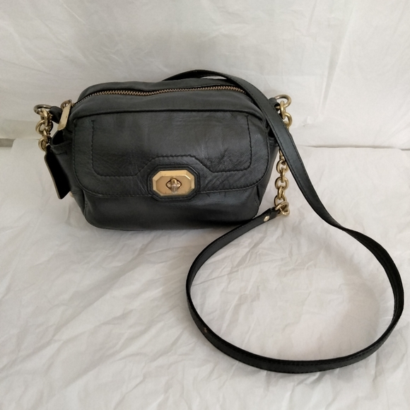 Coach Campbell Abby Turnlock Leather  Crossbody Bag Black - Picture 8 of 15